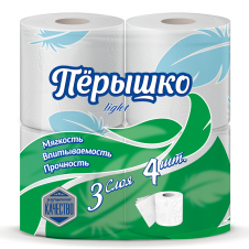 Туалетная бумага "Pero Light" 3-х сл  4шт Белая