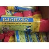  60л  Мусор "Василек" с завязками красный (1/10шт*30) 